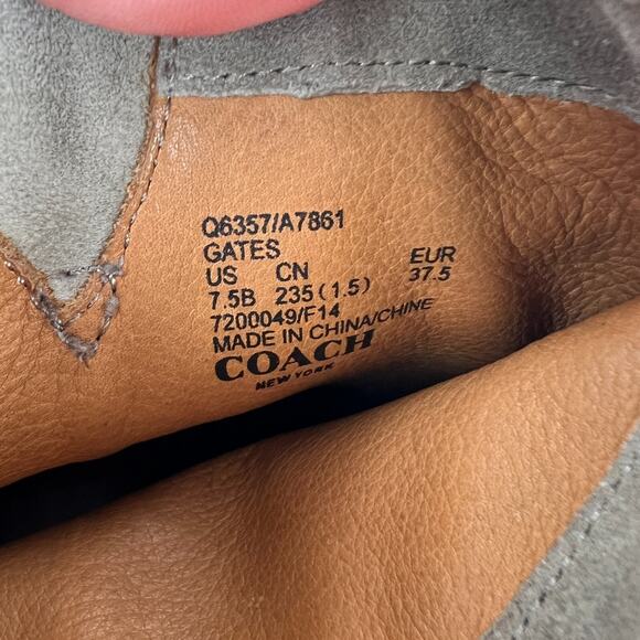 Coach Gates women's size 7.5 grey taupe suede bronze stud ankle moto booties - Picture 11 of 11